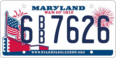 MD license plate 6BB7626