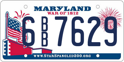 MD license plate 6BB7629