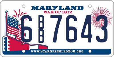 MD license plate 6BB7643