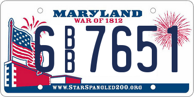 MD license plate 6BB7651
