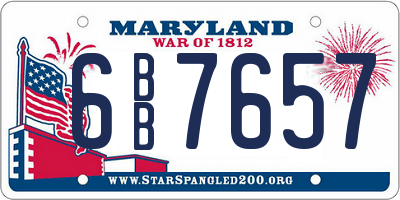 MD license plate 6BB7657