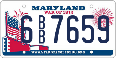 MD license plate 6BB7659