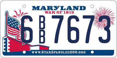 MD license plate 6BB7673