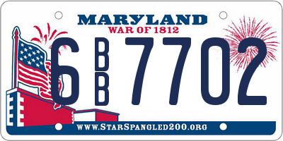 MD license plate 6BB7702