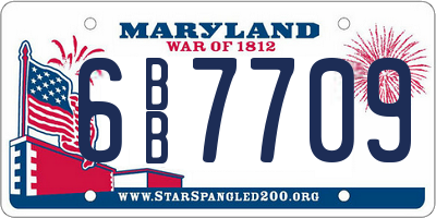 MD license plate 6BB7709