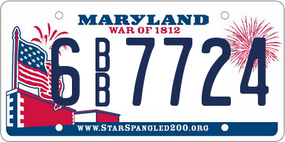 MD license plate 6BB7724