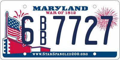 MD license plate 6BB7727
