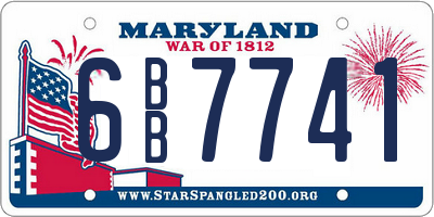 MD license plate 6BB7741
