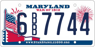 MD license plate 6BB7744