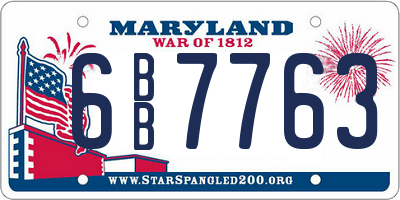 MD license plate 6BB7763