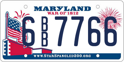 MD license plate 6BB7766