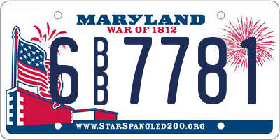 MD license plate 6BB7781