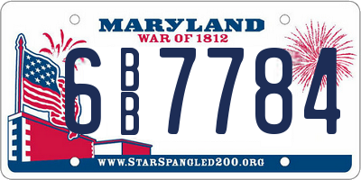 MD license plate 6BB7784