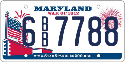 MD license plate 6BB7788