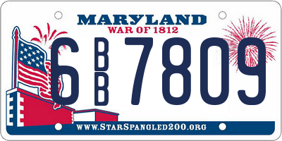 MD license plate 6BB7809