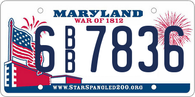 MD license plate 6BB7836