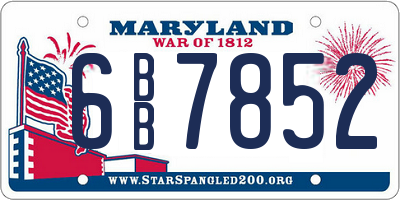 MD license plate 6BB7852