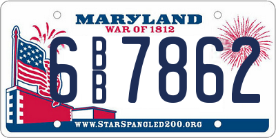 MD license plate 6BB7862