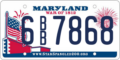 MD license plate 6BB7868