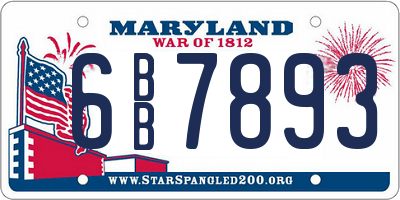MD license plate 6BB7893