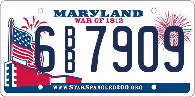 MD license plate 6BB7909
