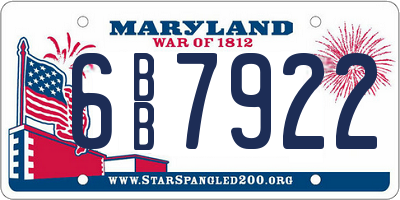MD license plate 6BB7922