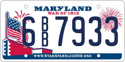 MD license plate 6BB7933