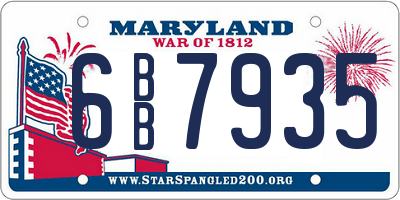 MD license plate 6BB7935
