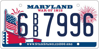 MD license plate 6BB7996
