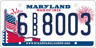 MD license plate 6BB8003
