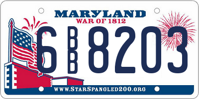 MD license plate 6BB8203