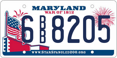 MD license plate 6BB8205