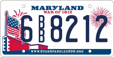 MD license plate 6BB8212