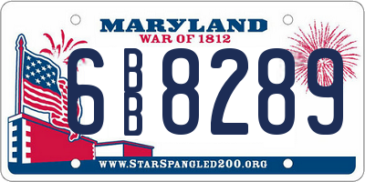 MD license plate 6BB8289