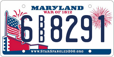 MD license plate 6BB8291