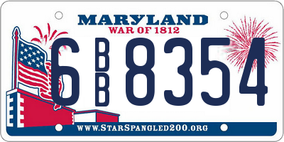 MD license plate 6BB8354