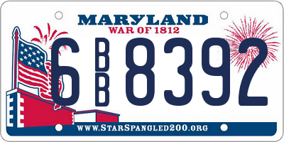 MD license plate 6BB8392