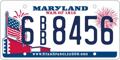 MD license plate 6BB8456