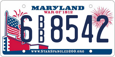 MD license plate 6BB8542