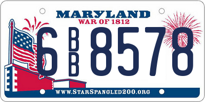 MD license plate 6BB8578