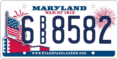 MD license plate 6BB8582