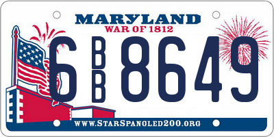 MD license plate 6BB8649