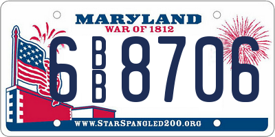 MD license plate 6BB8706