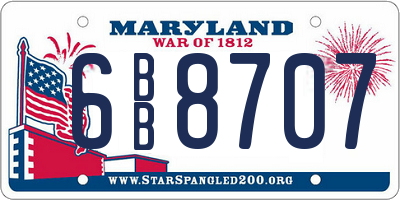 MD license plate 6BB8707