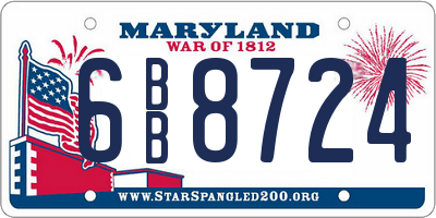 MD license plate 6BB8724