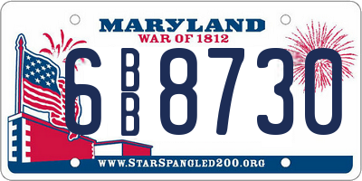 MD license plate 6BB8730