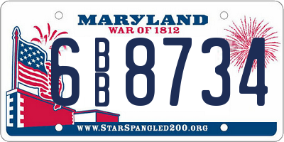 MD license plate 6BB8734