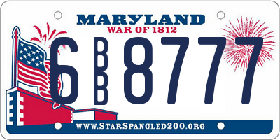 MD license plate 6BB8777