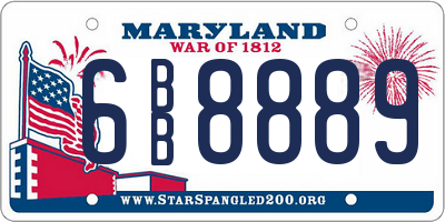 MD license plate 6BB8889
