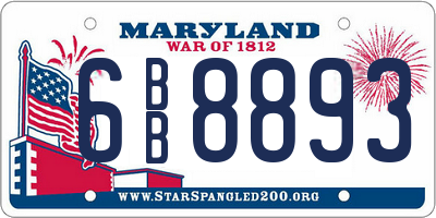 MD license plate 6BB8893